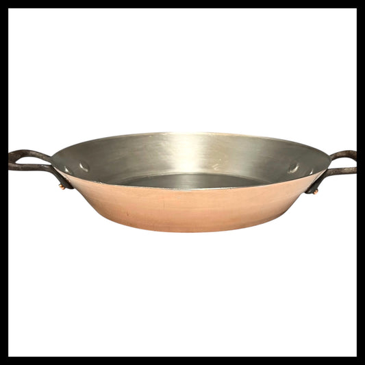 Vintage French Copper Gratin Pan or Round Roasting Tray with brand new tin lining for sale by Al Things French Store