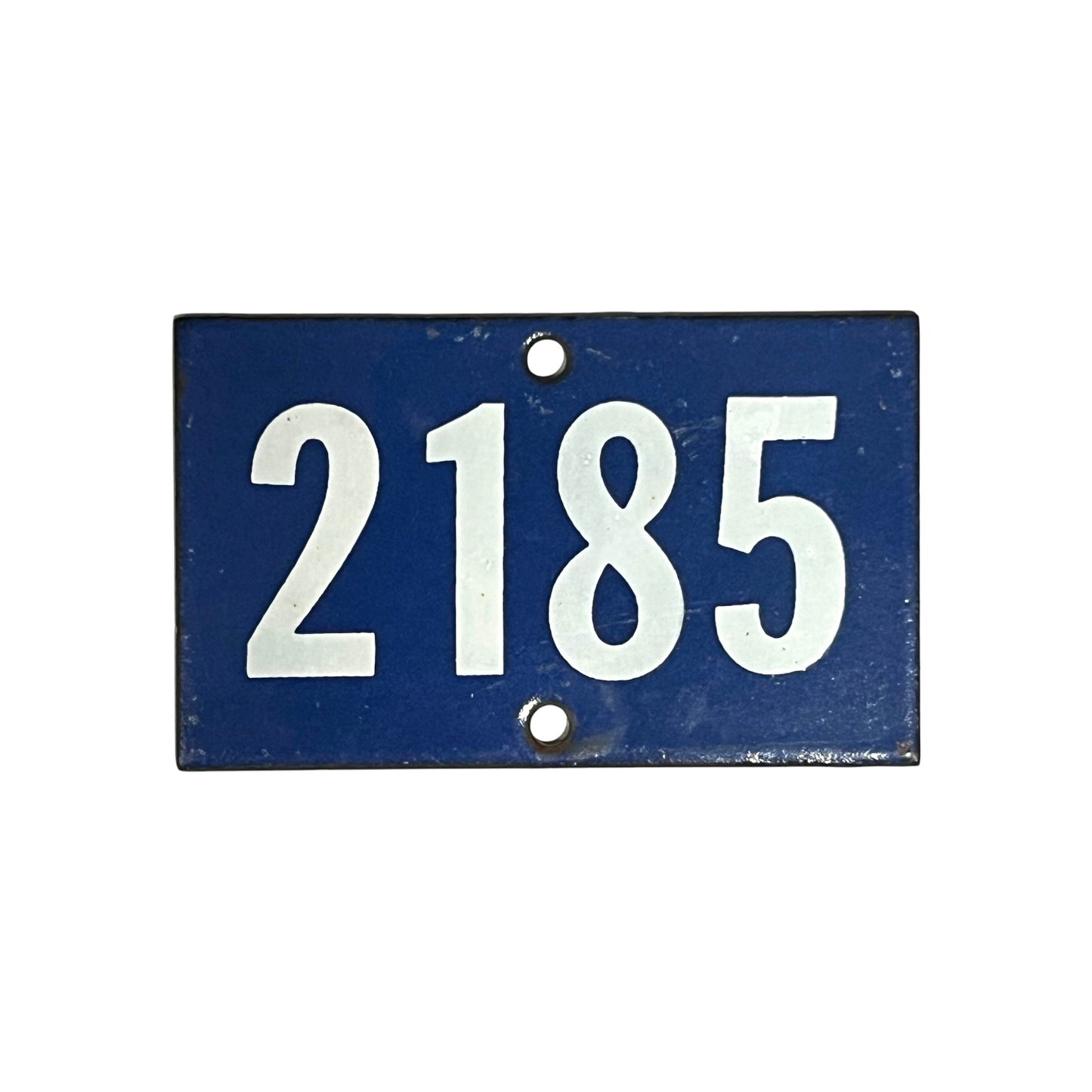 French enamel blue and white door number 2185