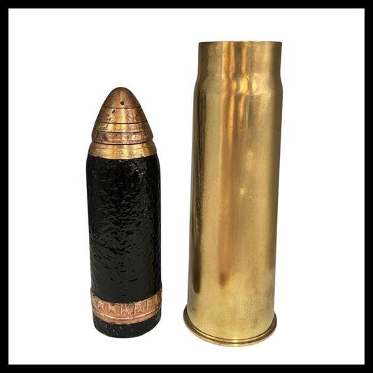 Rare WW1 13 Pounder Shrapnel Shell and Fuse, WW1 Militaria Doorstop Gift for sale from All Things French Store