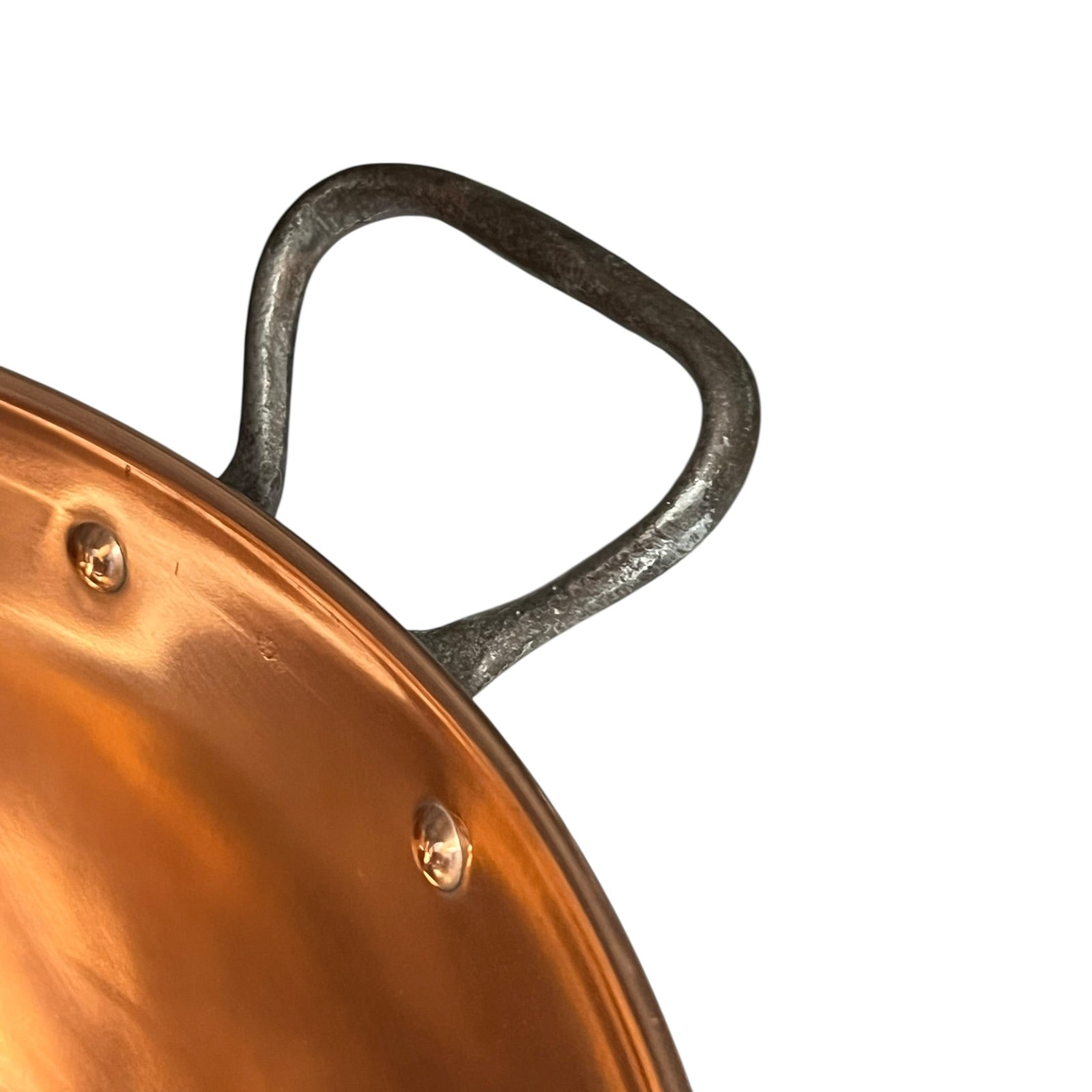 Close up of a copper sink on a white background 