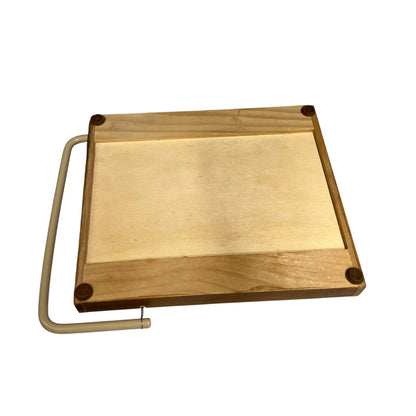 Vintage French La Raclette Tiled Cheese Board with Cheese Wire | Wooden Serving Board