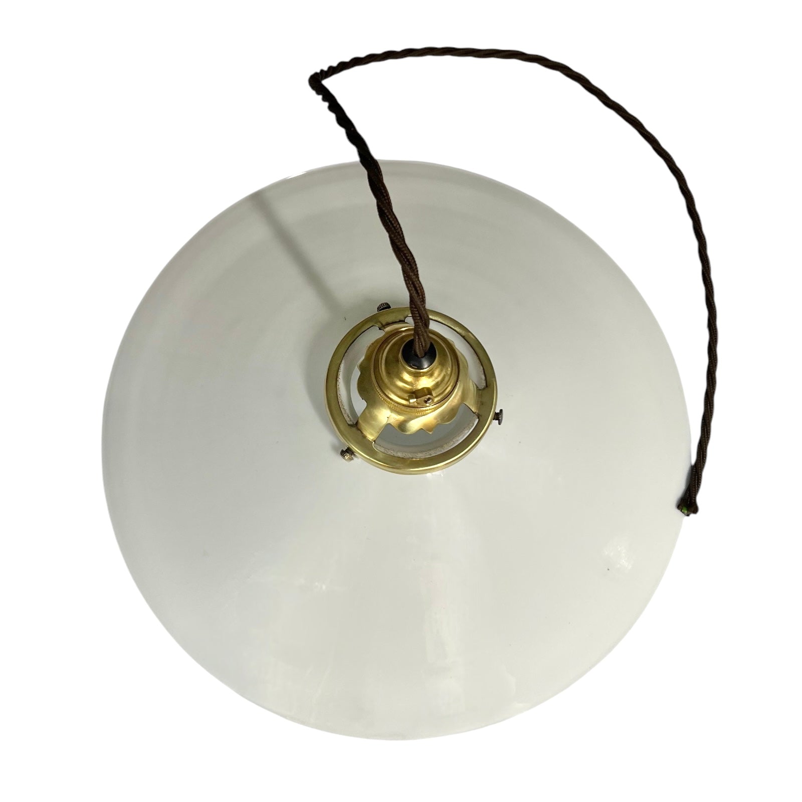 Vintage French Glass Ceiling Pendant Light, Milk Glass Hanging Lampshade 