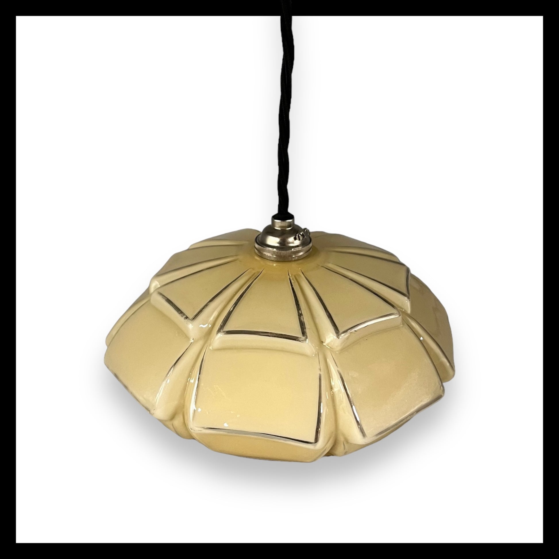 French hanging pendant light pale yellow new fittings for sale from All Things French Store