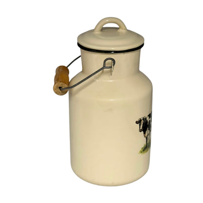 French Shabby Chic Enamel Milk Churn, Farmhouse Chic Enamel Coffee Pot