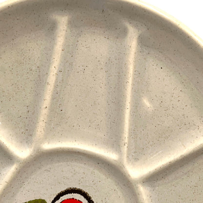 close up of fondue divided plate