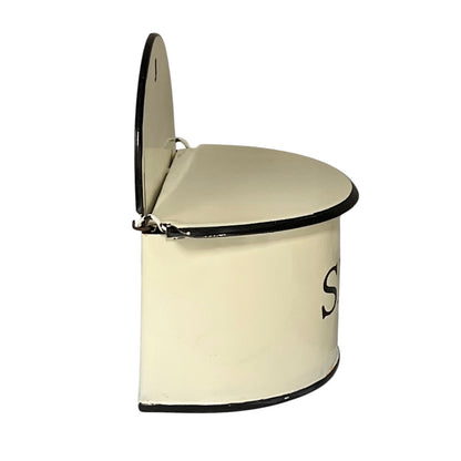 French Vintage Style Enamel Salt Box – Cream SEL Wall Hanging Pot | Farmhouse Kitchen Décor