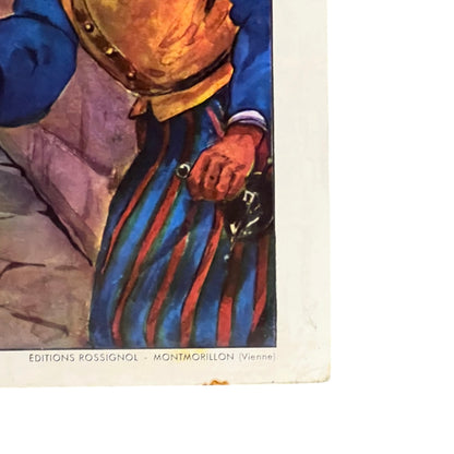 Close up of a French vintage school poster on a white background 