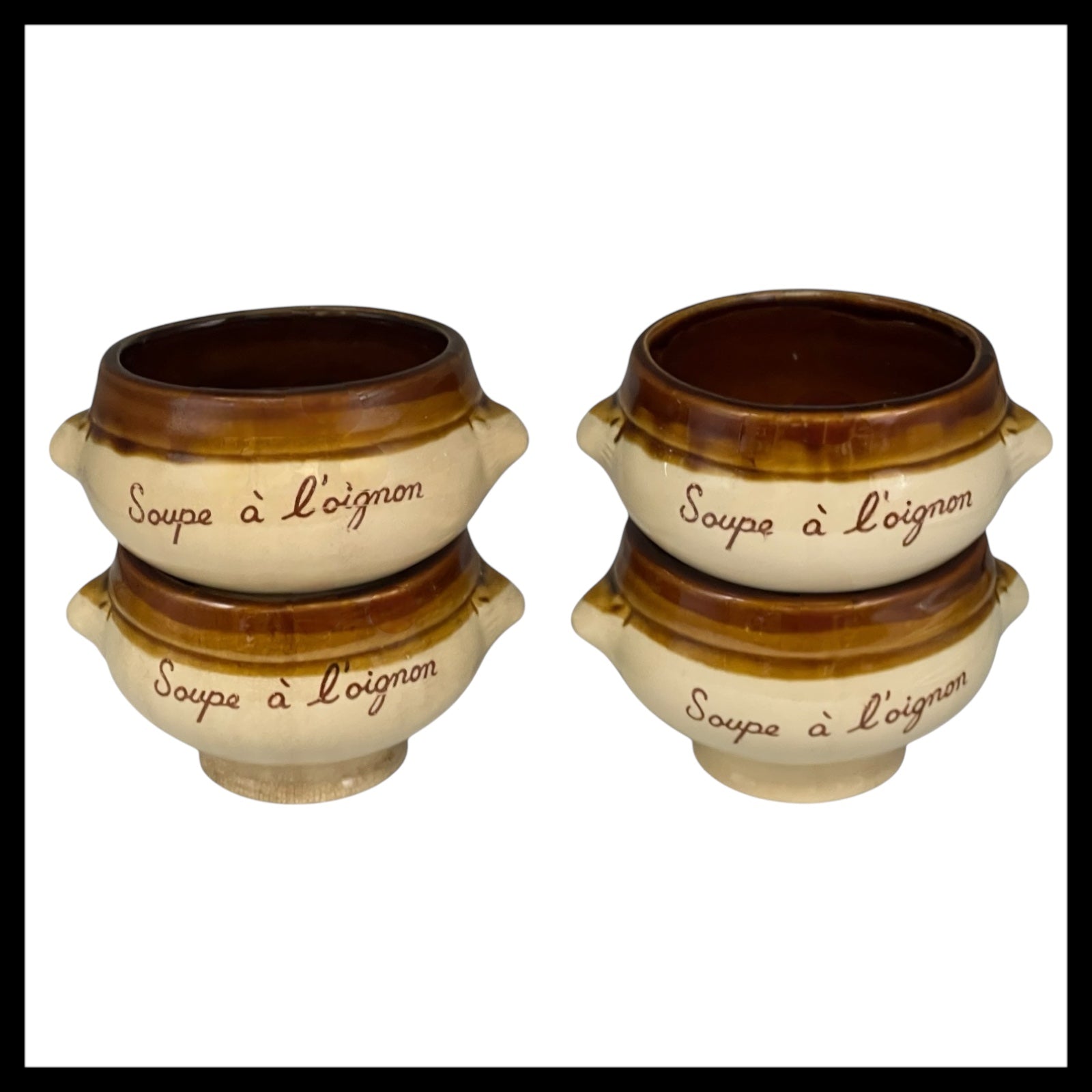 Set of 4 French Lions Head Soup Bowls, Traditional French Onion Soup Pots