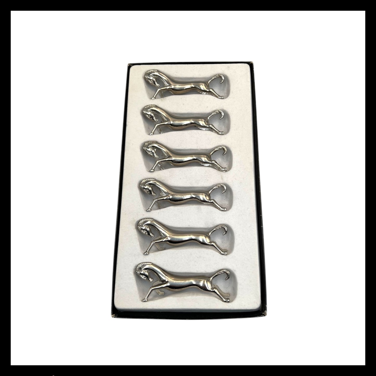 Silver Plated Cutlery Rests, French Knife Rests 6 Set Horse Shaped (C47)