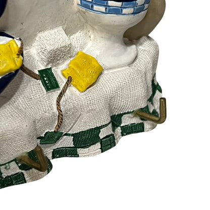 Vintage French Hand-Painted Resin Tea Towel Holder – 3 Hook Kitchen Plaque