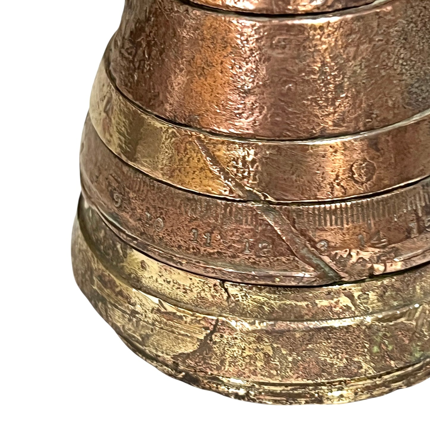 Close up of WW1 brass fuse on a white background