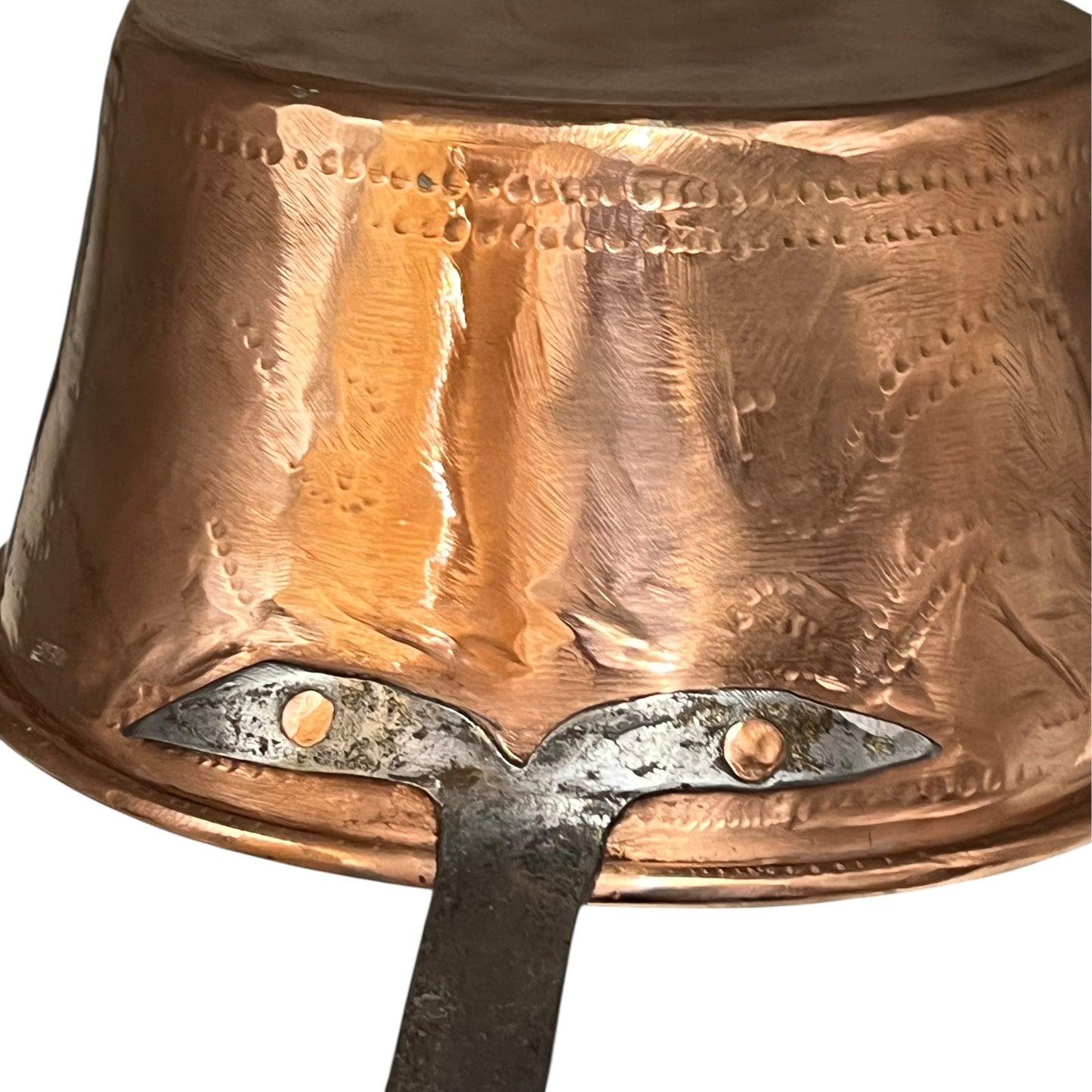 Pair of French Copper Pans with Long Handles – Tin Lined, Rustic Farmhouse Kitchen Decor