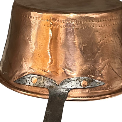 Pair of French Copper Pans with Long Handles – Tin Lined, Rustic Farmhouse Kitchen Decor