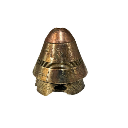 WW1 relic brass fuse number 102, ideal as a paperweight n a white background