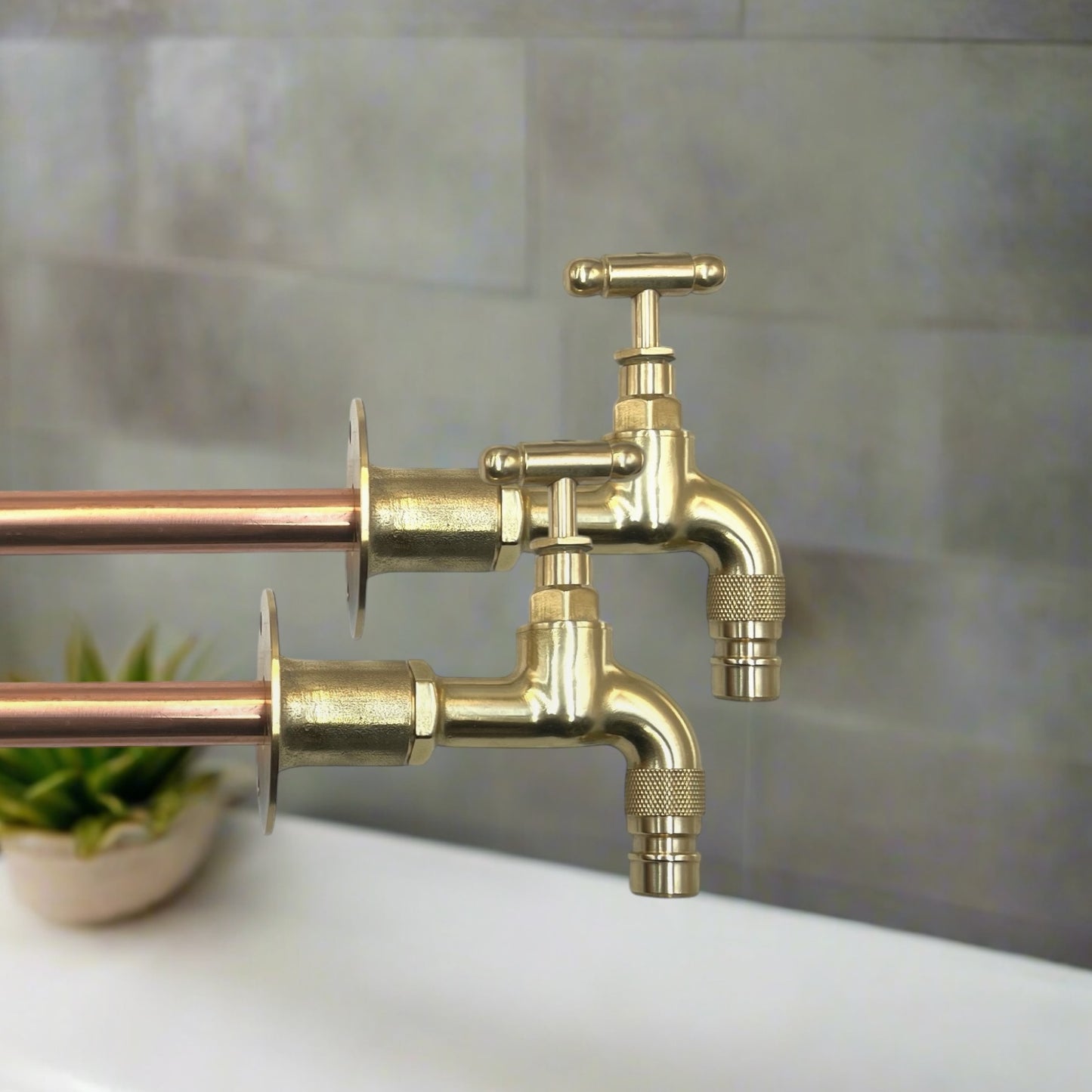 Brass Vintage Style Kitchen or Bathroom Tap, Wall Mounted Tap