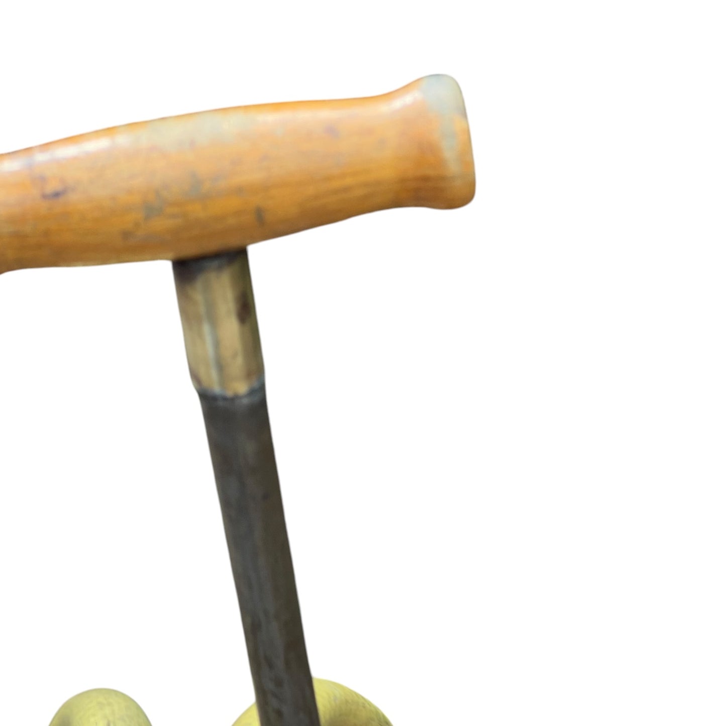 close up of a French copper garden sprayer on a white background 