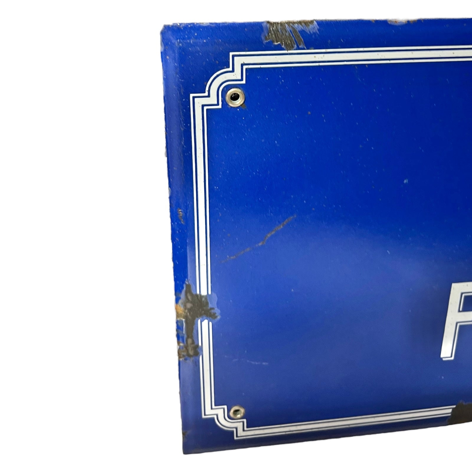 Close up of French road sign on a white background