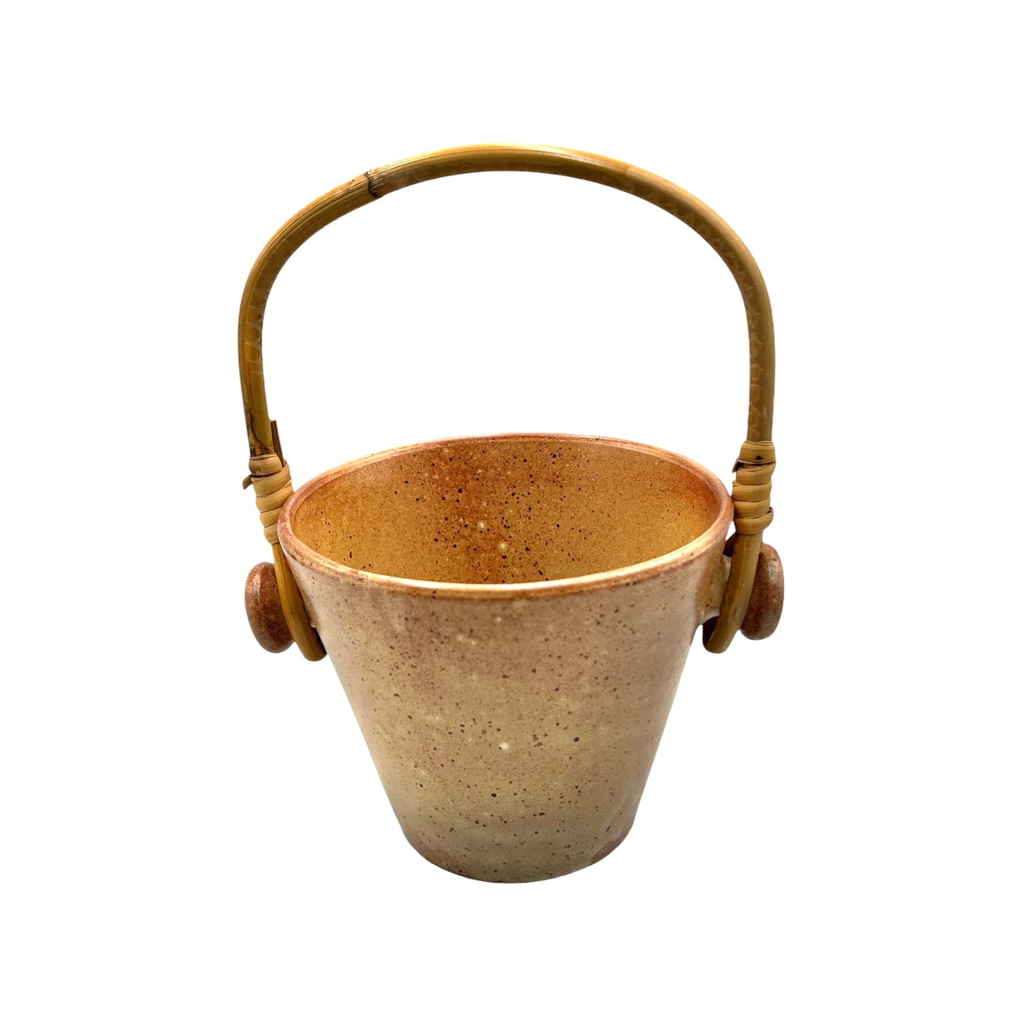 Vintage French Ice Bucket, Stoneware Ice Cube Bucket, ideal for Home Bar 