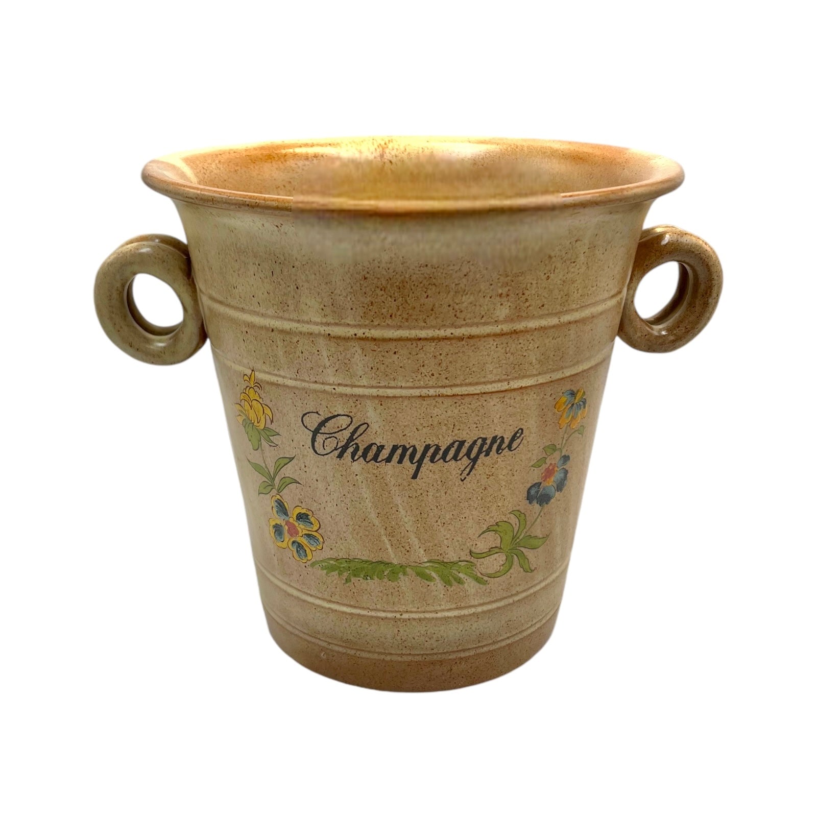 Vintage French Champagne Bucket, Ceramic Stoneware Ice Cooler, Home Bar 