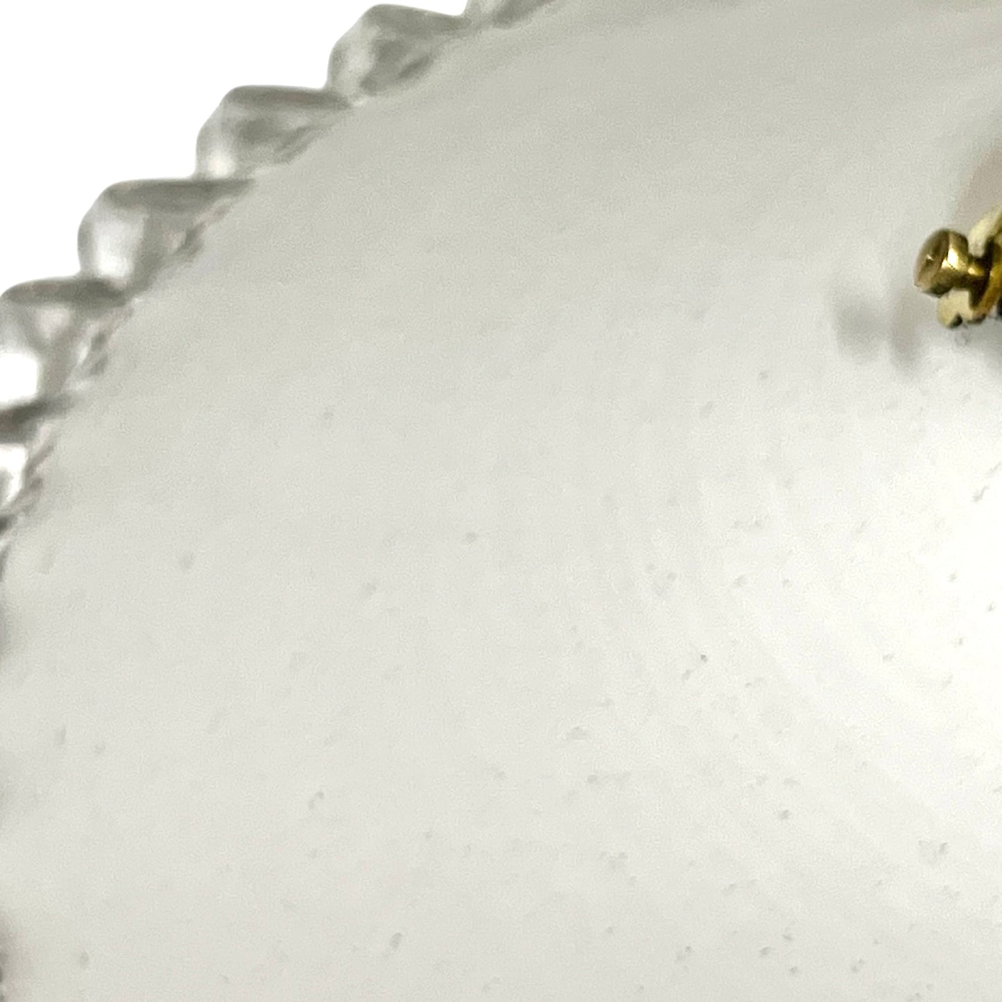 Vintage French Opaline Milk Glass Pendant Pie Crust Lampshade with Brass Collar