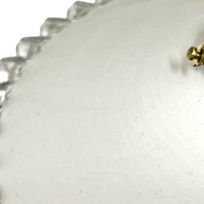 Vintage French Opaline Milk Glass Pendant Pie Crust Lampshade with Brass Collar