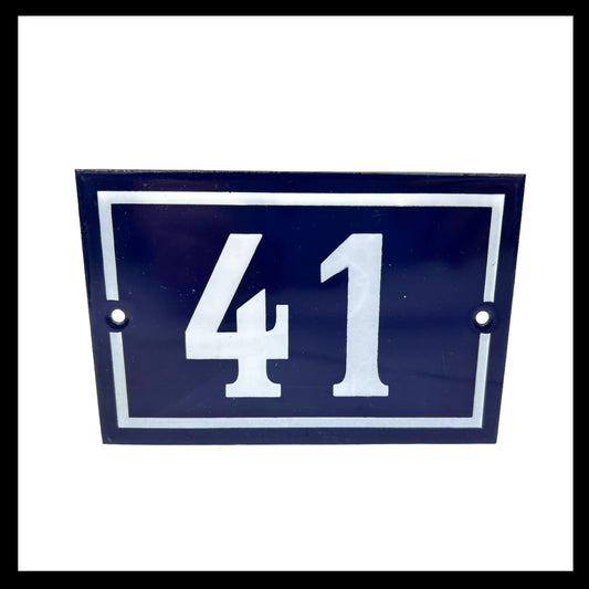 image French enamel blue and white front door number sold by All Things French Store
