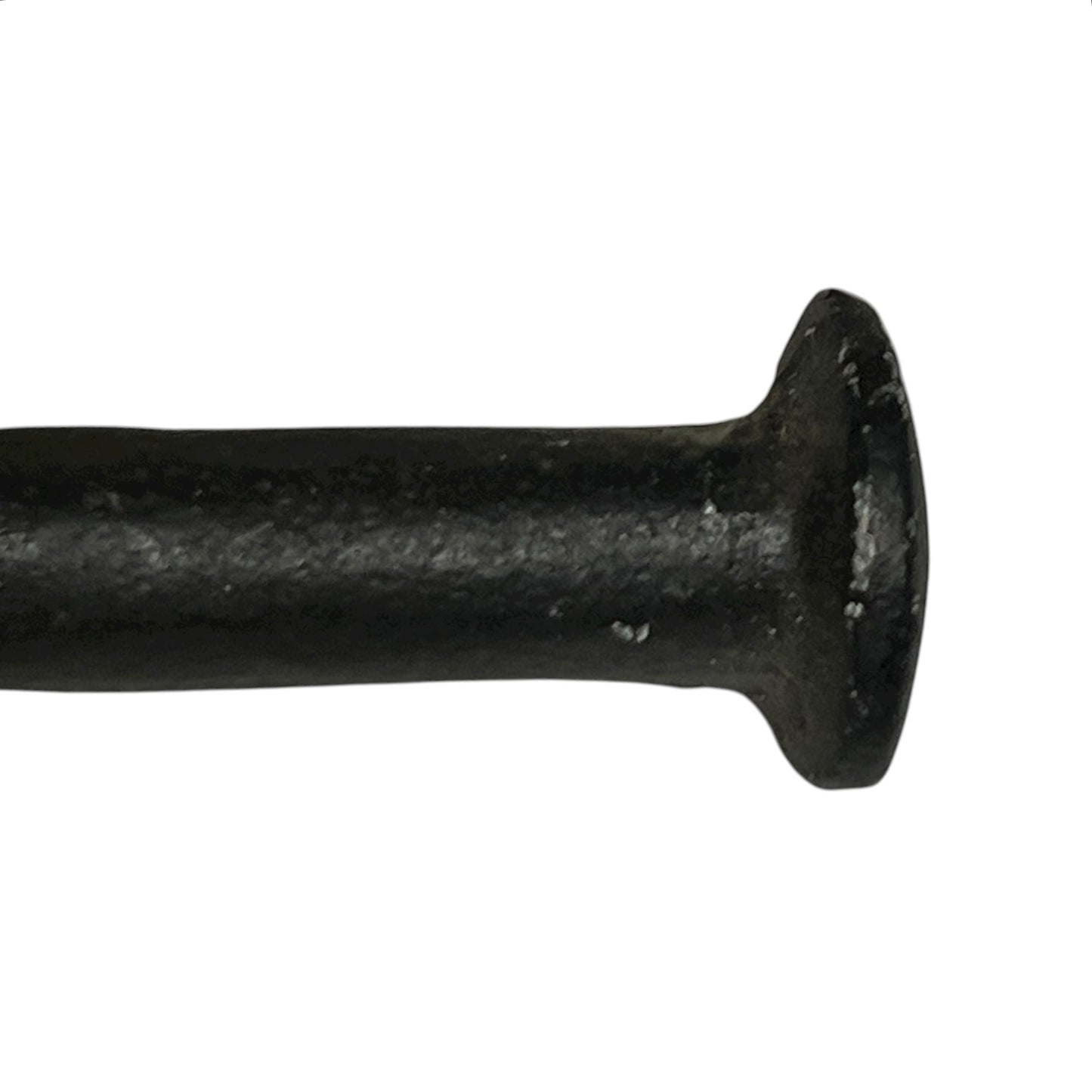 close up of cast iron toiler roll holder on a white background