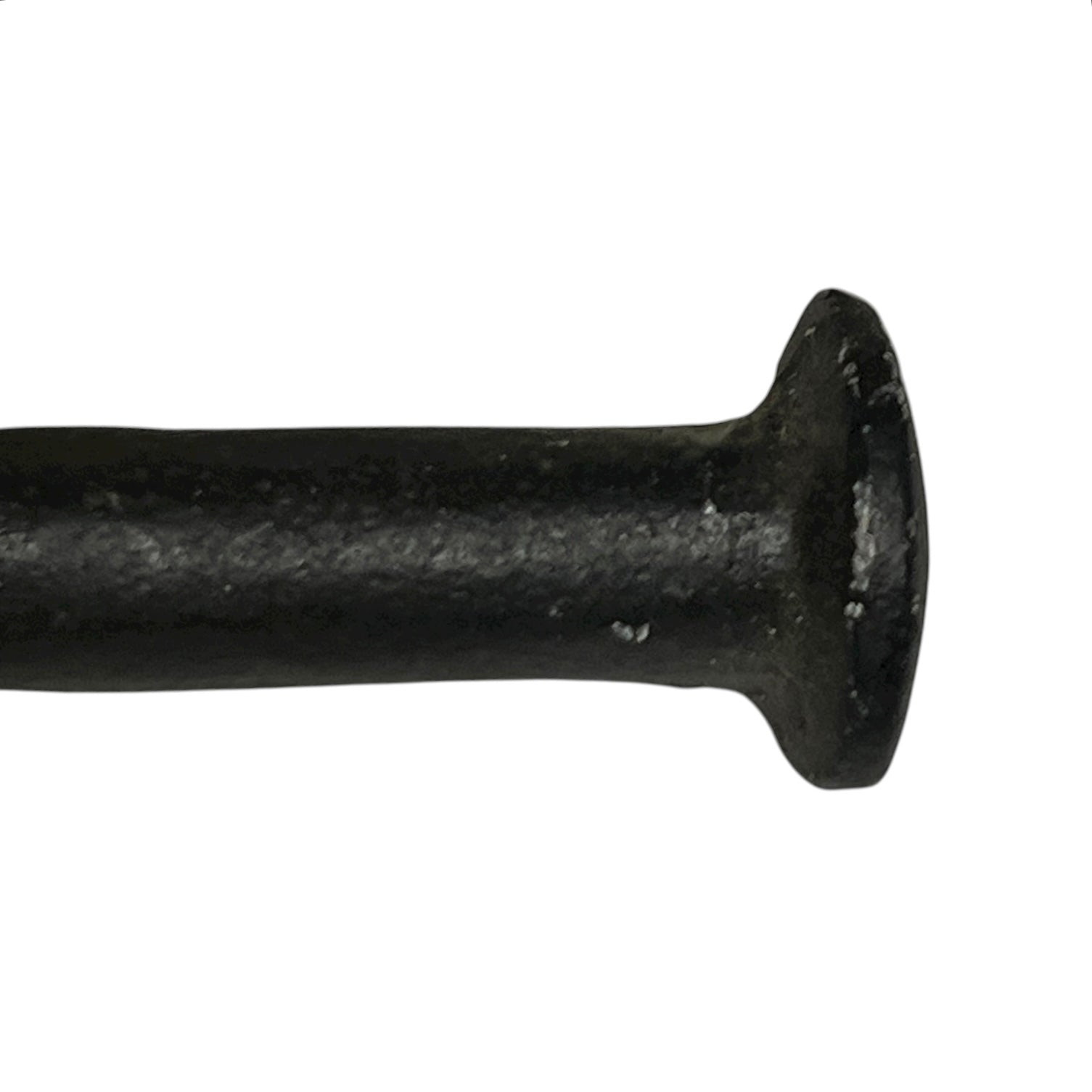 close up of cast iron toiler roll holder on a white background