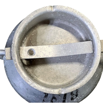 Close-up of a grey milk churn on a white background