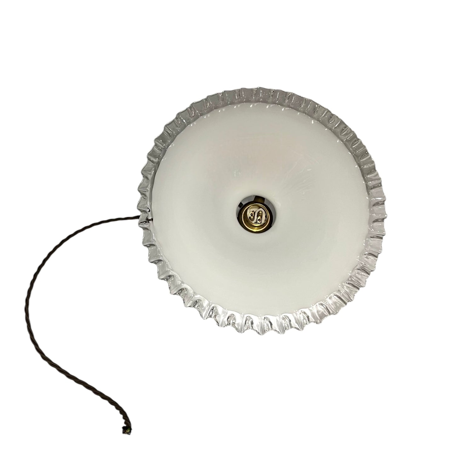 Vintage French Glass Ceiling Pendant Light, Milk Glass Hanging Lampshade