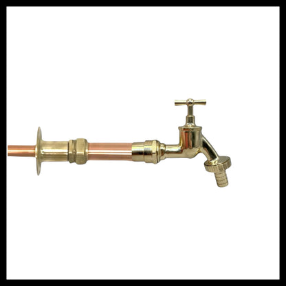 Vintage Style Copper and Brass Wall Mounted Kitchen Tap with detachable nozzle