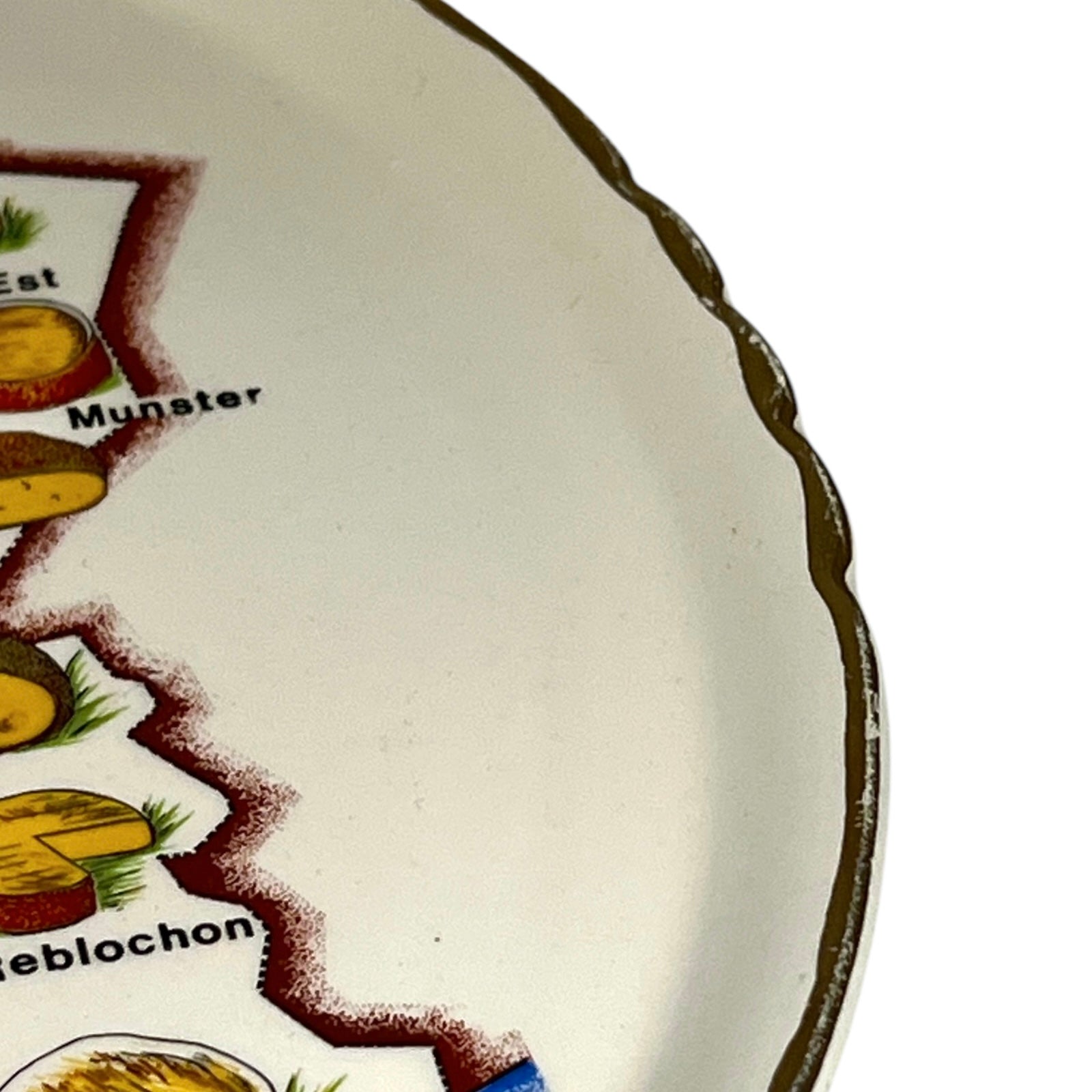 French Porcelain Cheeseboard with Map Decoration, Vintage Cheese Board 
