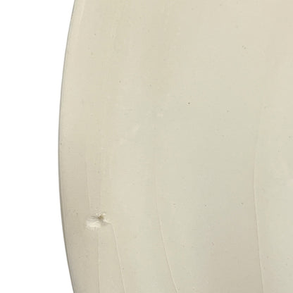 Close-up of a beige ceramic plate with a textured surface on a white background
