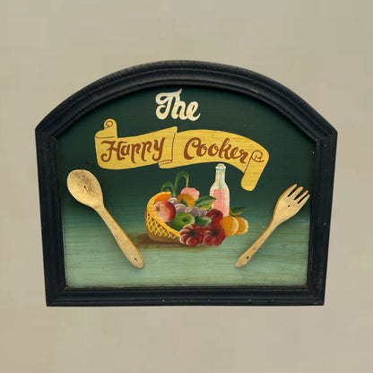 Wooden Shabby Chic 3D Picture Sign, The Happy Cooker Decorative Plaque for sale from All Things French Store