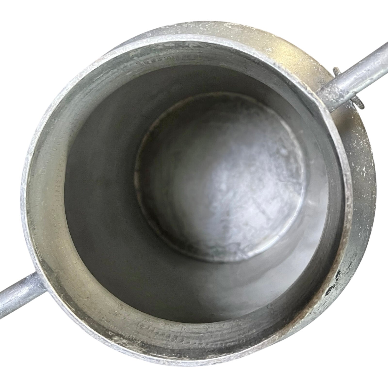 Close-up of a grey milk churn on a white background