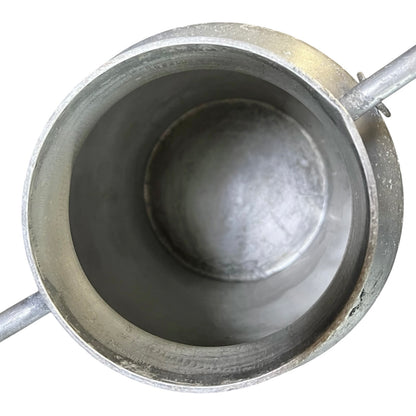 Close-up of a grey milk churn on a white background