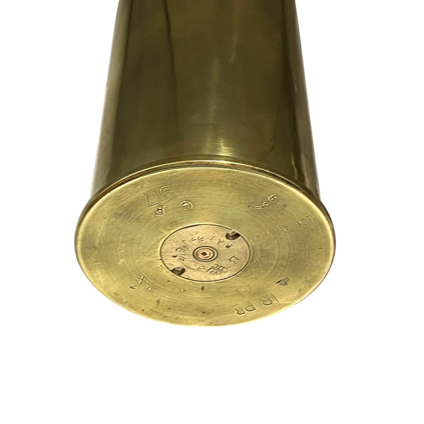 WW1 British 18 Pounder Inert Shrapnel Shell with Brass Case and Fuse