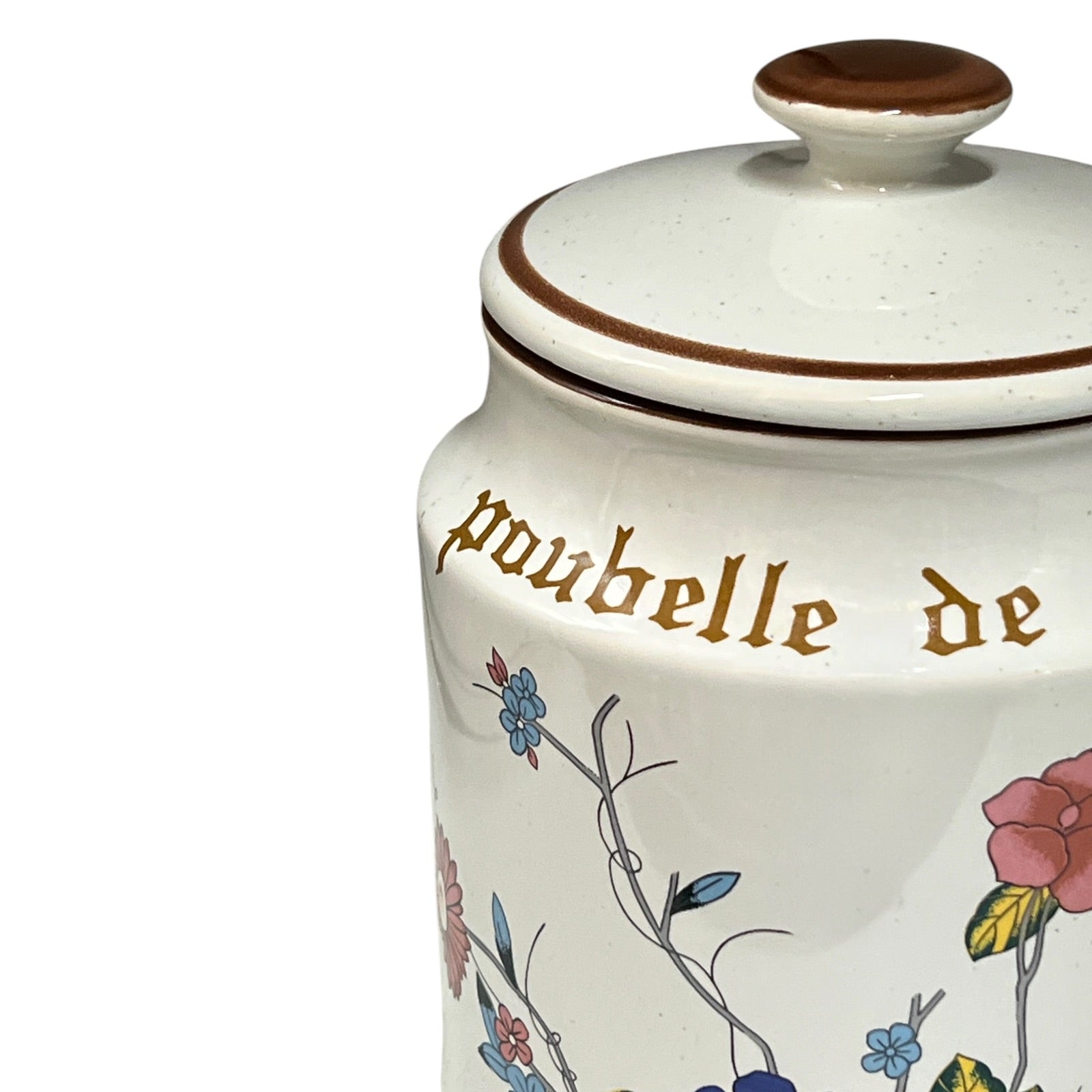 close up of a French table bin on a white background 