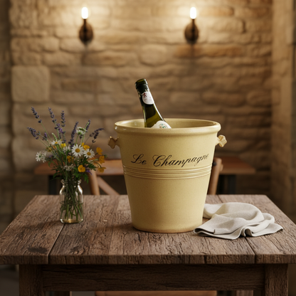 French Vintage Ceramic Ice Bucket “Le Champagne” – French Brocante Find