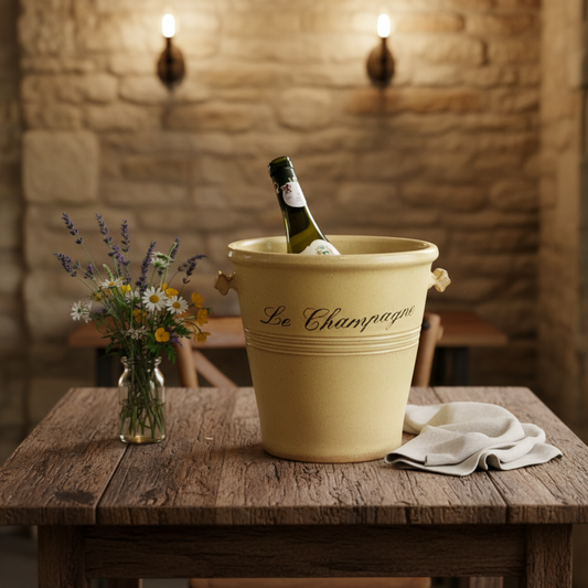 French Vintage Ceramic Ice Bucket “Le Champagne” – French Brocante Find