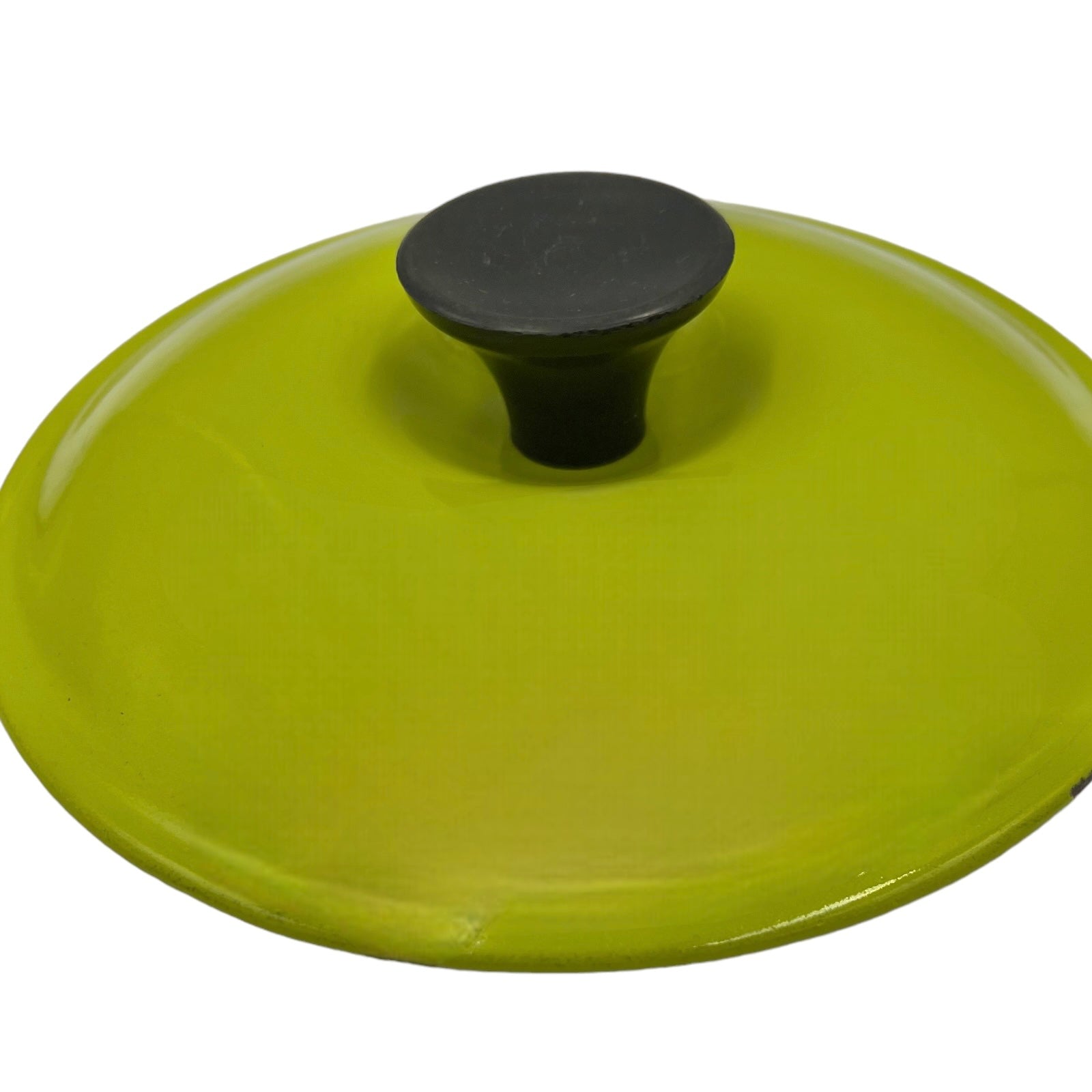Vintage French cast iron lime green pan lid 