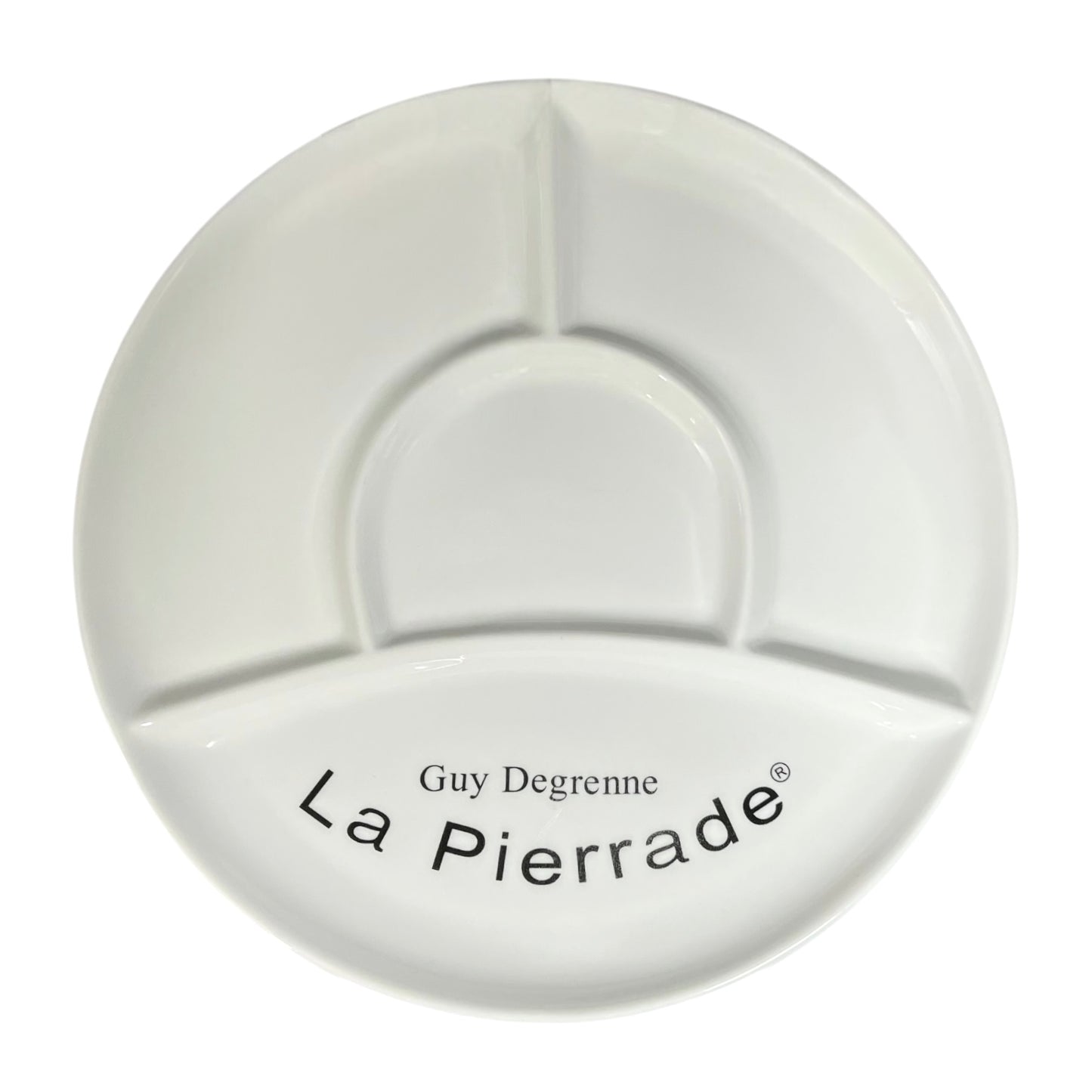 White ceramic trinket dish with 'La Pierrade' branding on a white background