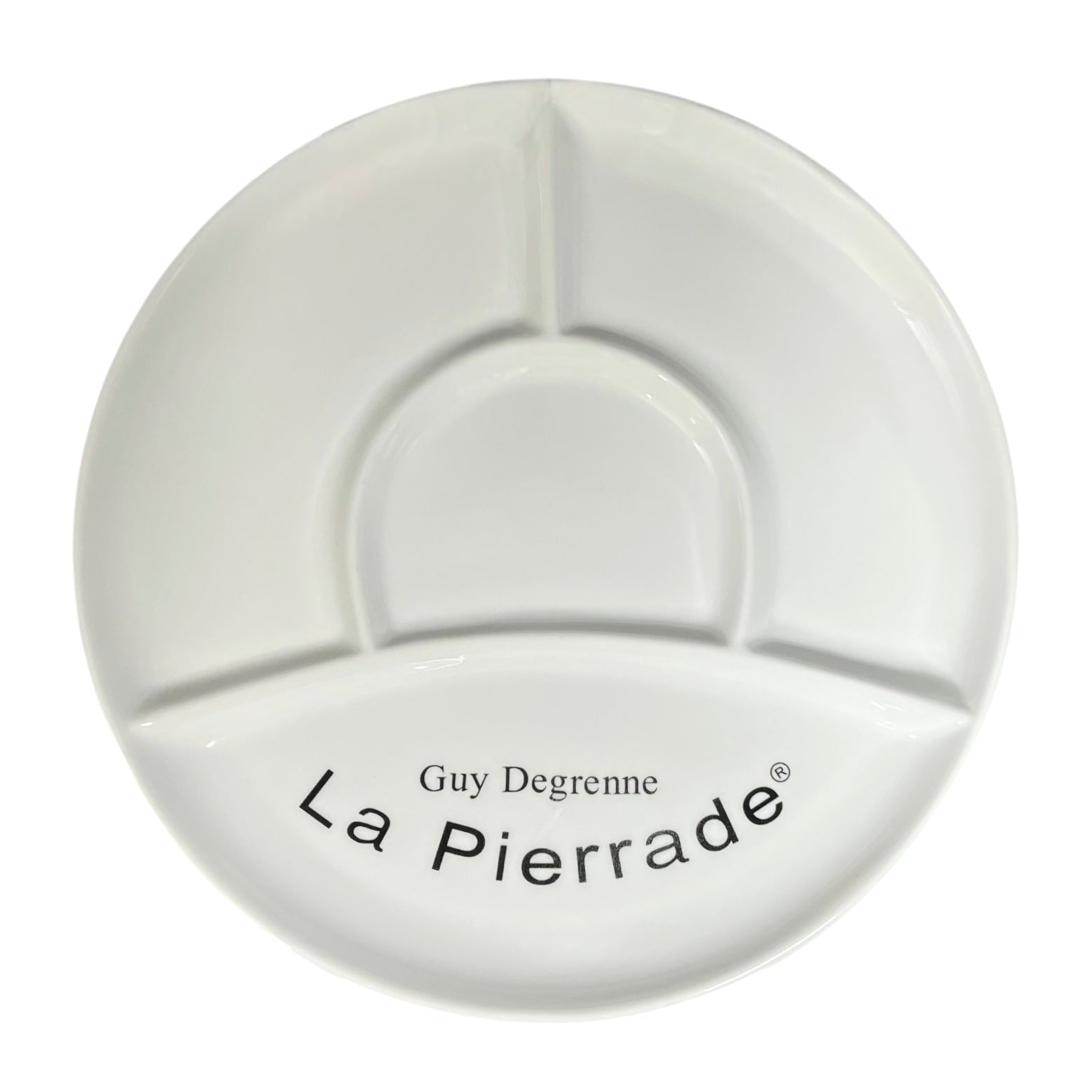 White ceramic trinket dish with 'La Pierrade' branding on a white background