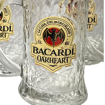 Set of 4 Bacardi Oakheart 250ml Glass Tankards Steins – Promotional Rum Glasses