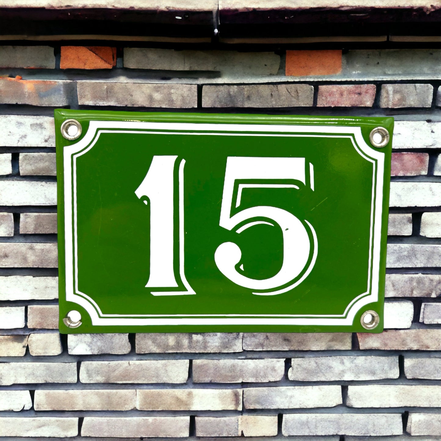 image French enamel green door number 15