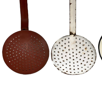 Vintage French Enamel Kitchen Utensils – Set of 4 Ladles & Strainers