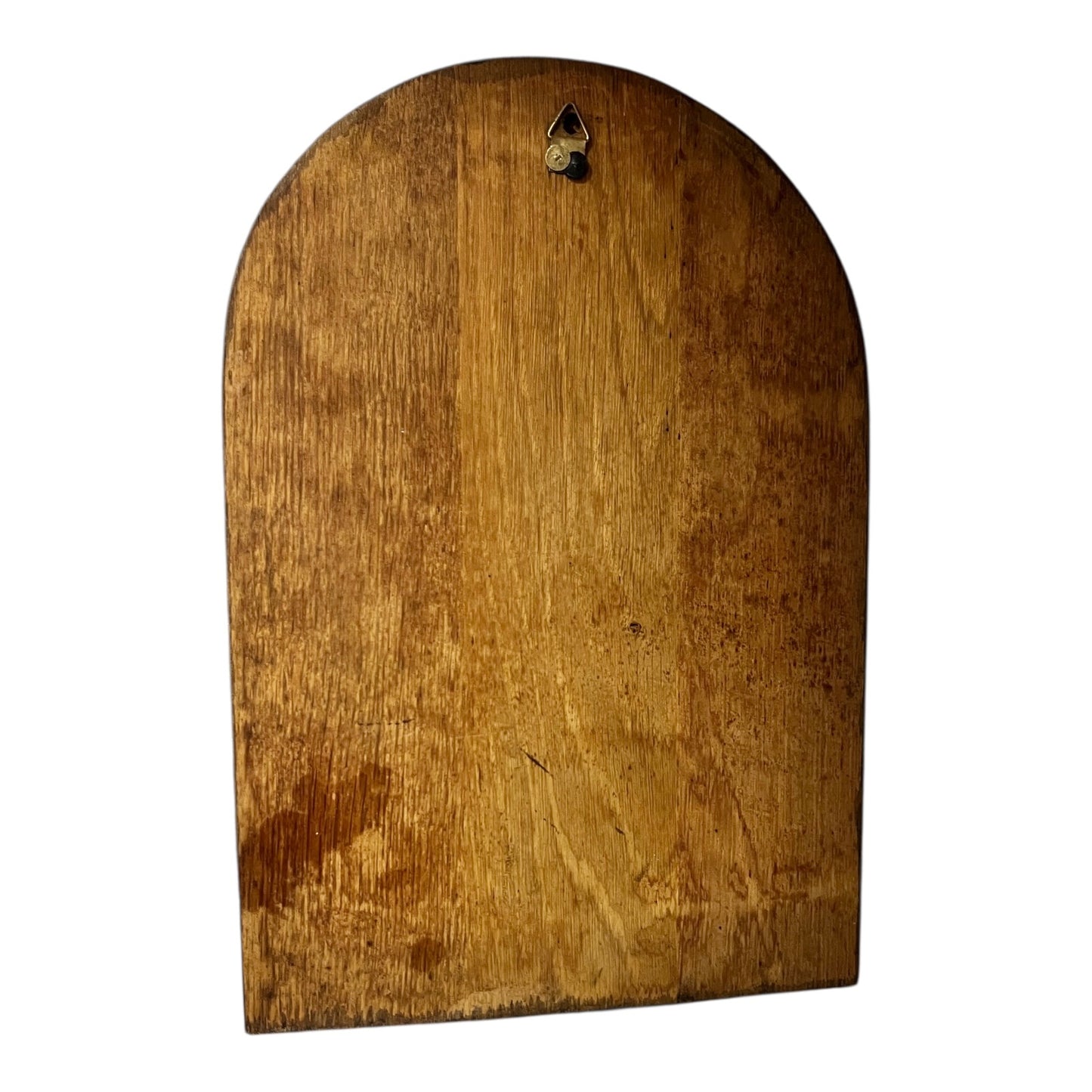 Wooden arch-shaped board with a hook on a white background