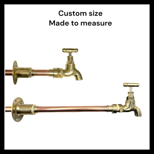 Vintage Style Wall Mounted Tap, Brass and Copper, Custom Size 