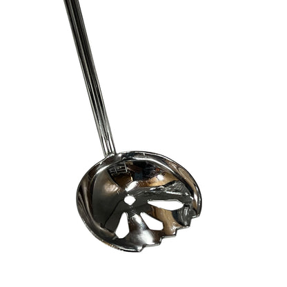Close-up of a crystal ice bucket with silver lid and handle on a white background