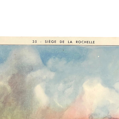 Vintage French Double-Sided School Poster – Siege of La Rochelle Teaching Aid